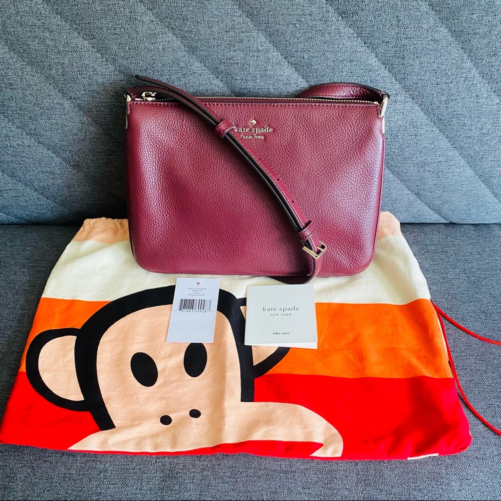Kate spade Jackson triple gusset crossbody in cherrywood